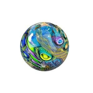 NEW Seascape Inspired 4” Orb Signed Art Glass by Scott Garrelts